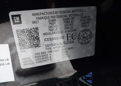 2018 Cadillac Escalade Esv Platinum из США, поврежденный, VIN 1GYS4KKJ6JR121041